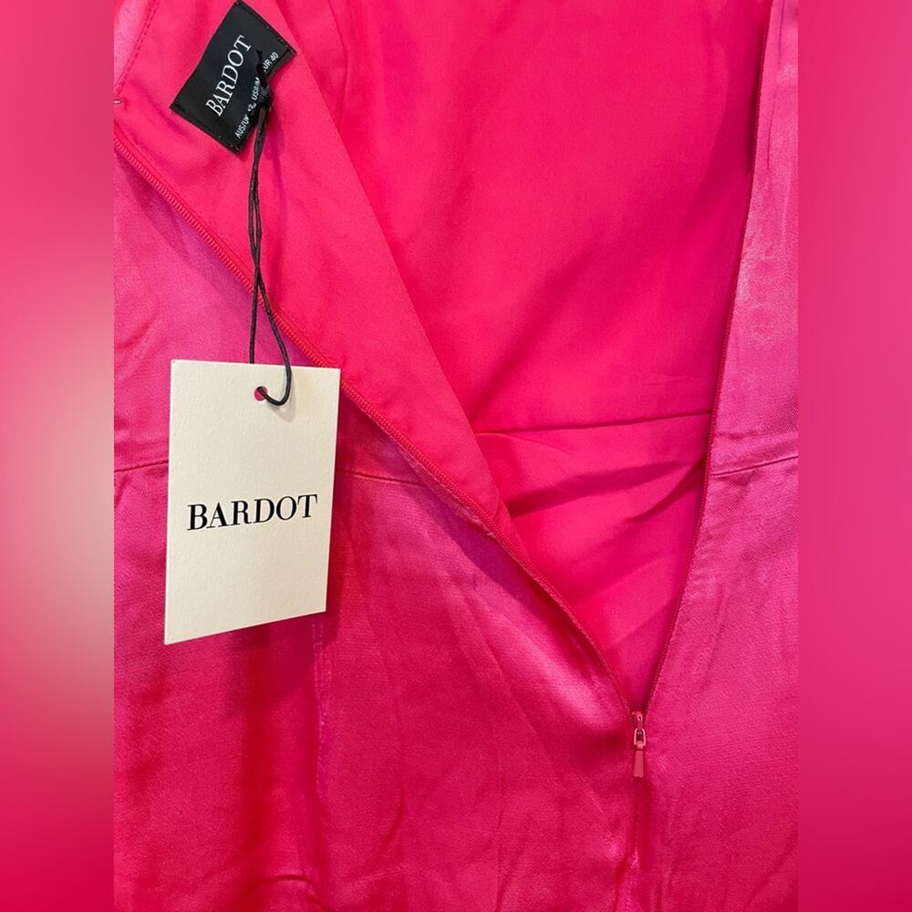 BARDOT NWT Zadie Rouched Midi Dress In Raspberry Pink Size US 8/Medium $129 MSRP - Picture 11 of 12